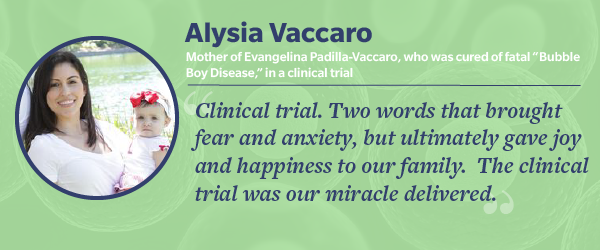 Alysia Vaccaro, mother of Evangelina Padilla-Vaccaro, clinical trial participant for SCID